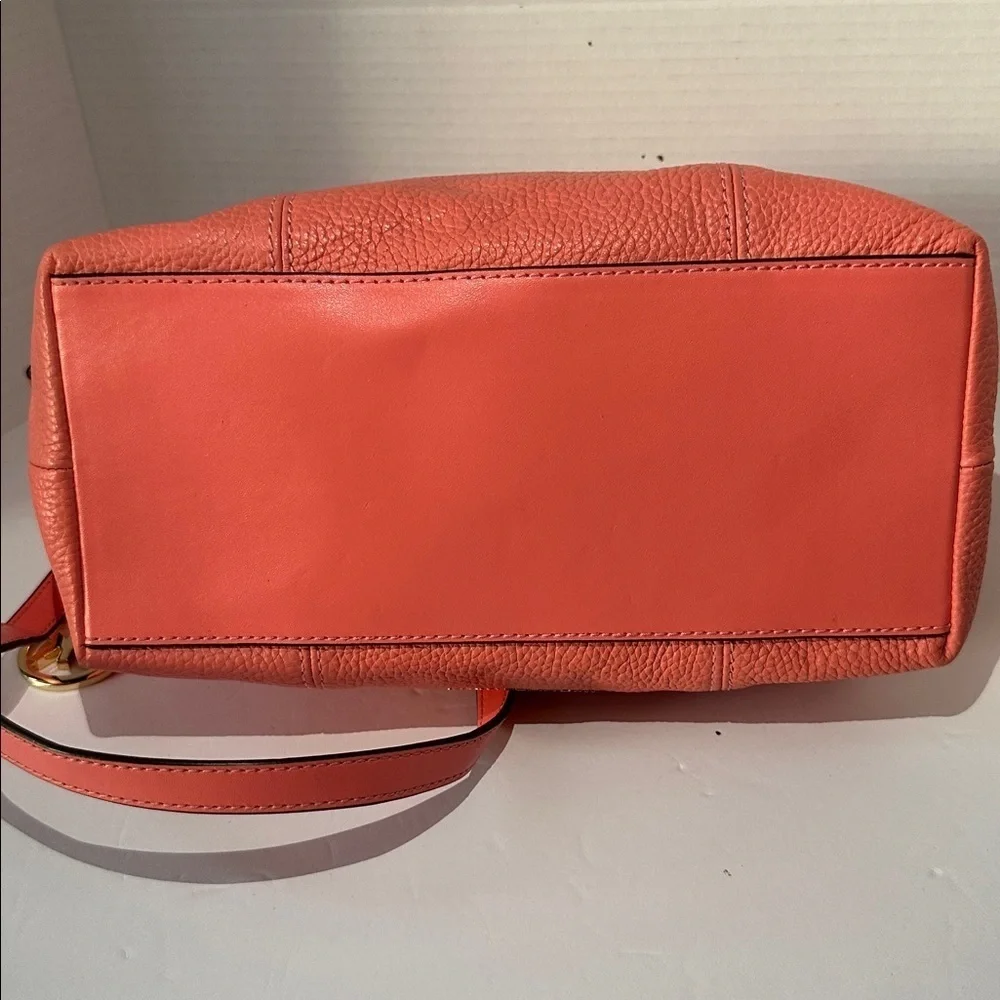Michael Kors Brooke Medium Pebbled Leather Shoulder Crossbody Bag Grapefruit